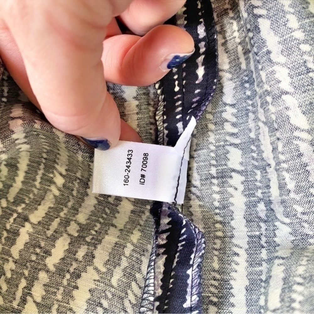 Loft Linen Blend Lightweight Lavender, Navy and White Mini Skirt - Picture 6 of 9